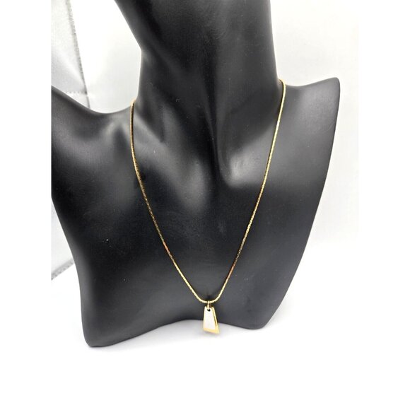 Vintage Pierre Balmain signed gold plated dog tag necklace gold and silver - Picture 2 of 9